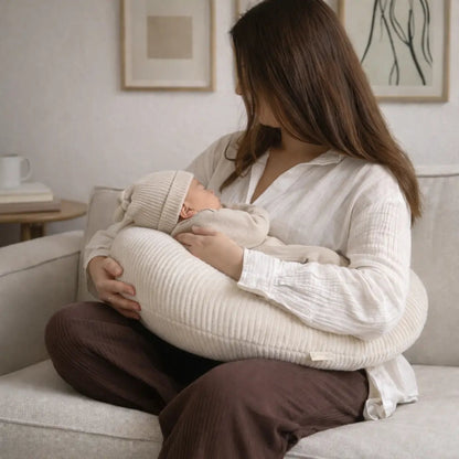 U-shaped corduroy nursing pillow with removable cover - ergonomic moon-shaped nursing pillow