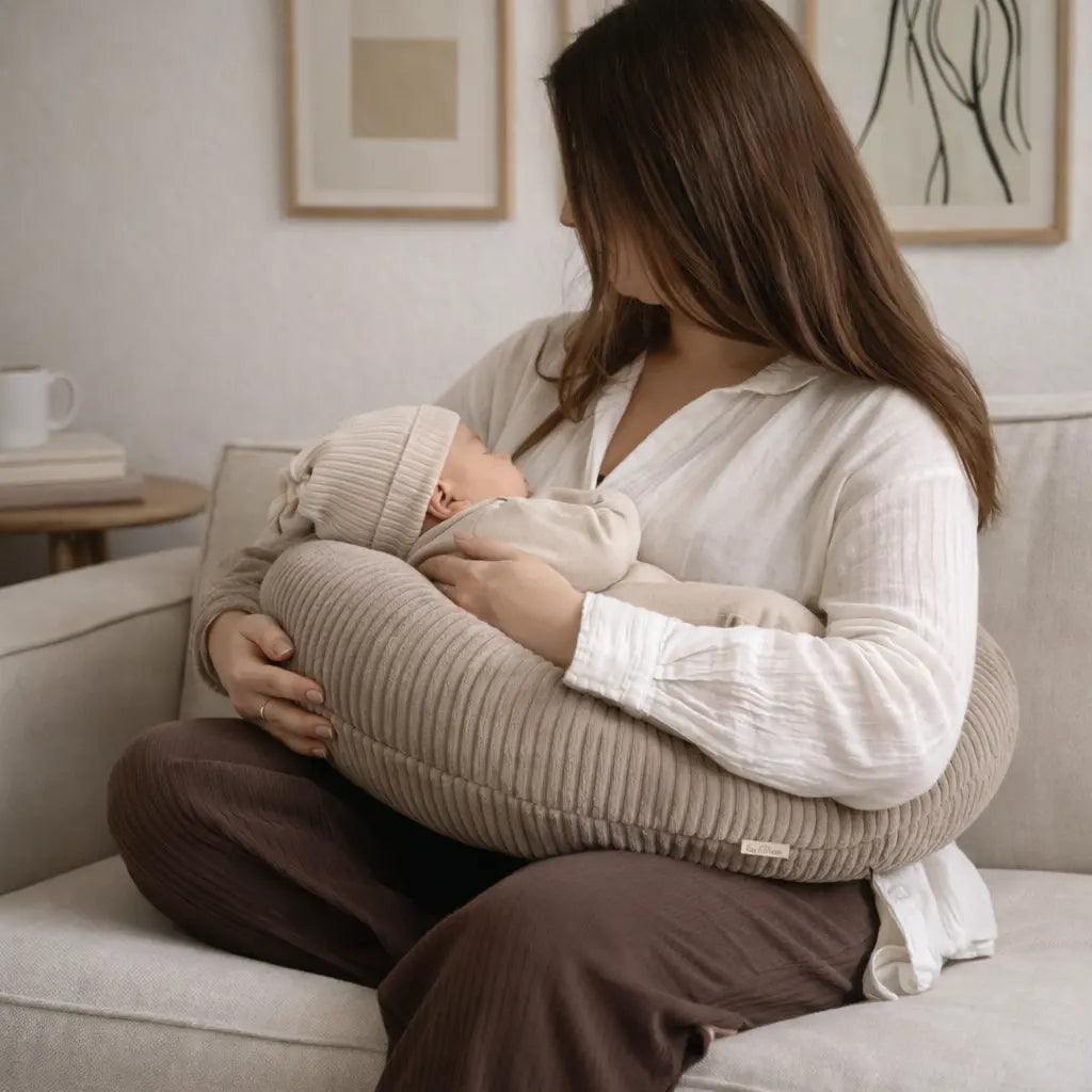 U-shaped corduroy nursing pillow with removable cover - ergonomic moon-shaped nursing pillow