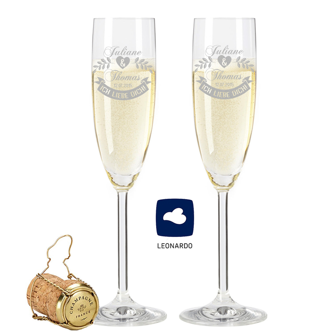 Leonardo Sektglas mit Gravur "Ich Liebe Dich"