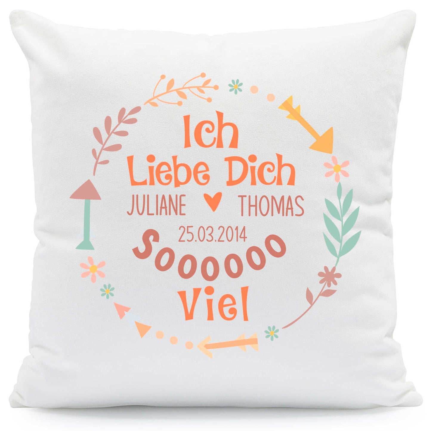 Bedrucktes Kissen mit Motiv "Ich Liebe Dich Soooo"