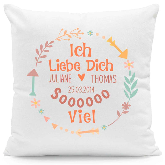 Bedrucktes Kissen mit Motiv "Ich Liebe Dich Soooo"