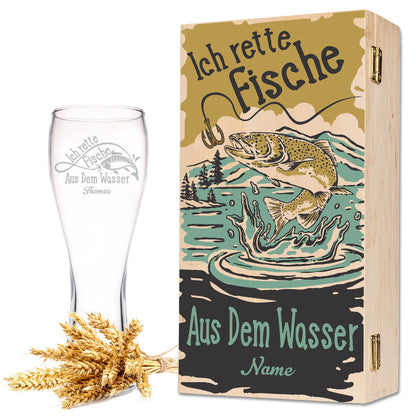 Leonardo Weizenglas "Ich rette Fische aus dem Wasser" mit Namen