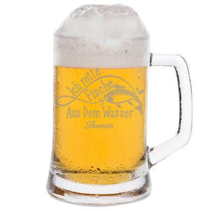 Montana Bierkrug mit Gravur "Ich rette Fische aus dem Wasser" mit Namen