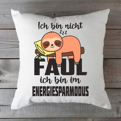 Bedrucktes Kissen mit Spruch Ich bin nicht faul