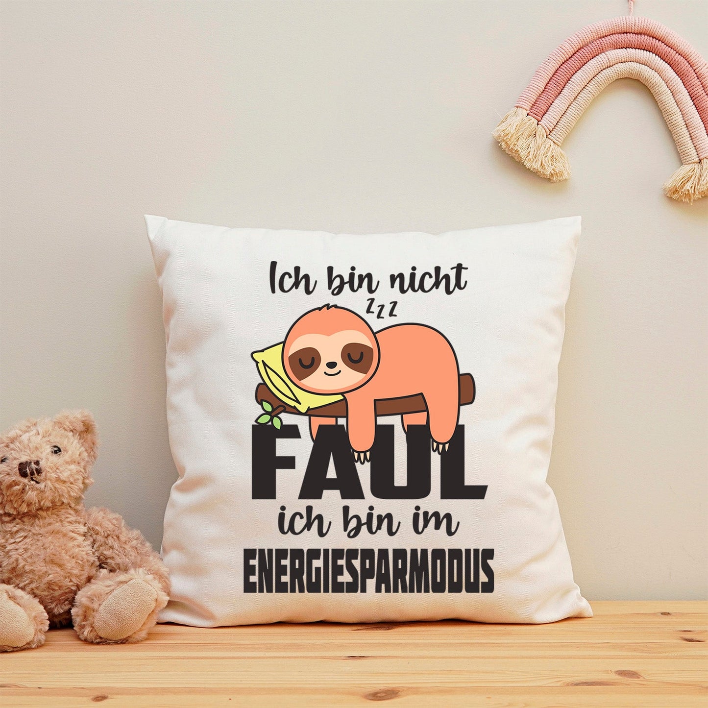 Bedrucktes Kissen mit Spruch Ich bin nicht faul