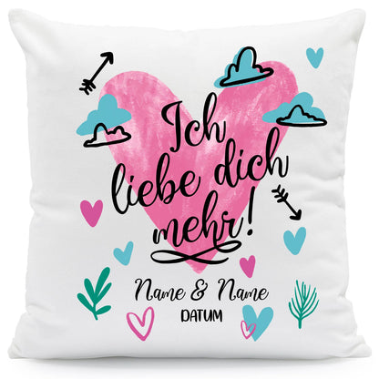 Bedrucktes Kissen mit Motiv Ich Liebe Dich Mehr