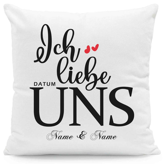 Bedrucktes Kissen mit Motiv "Ich Liebe Uns"