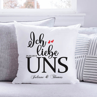 Bedrucktes Kissen mit Motiv "Ich Liebe Uns"