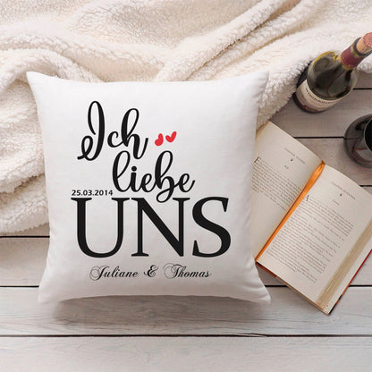 Bedrucktes Kissen mit Motiv "Ich Liebe Uns"