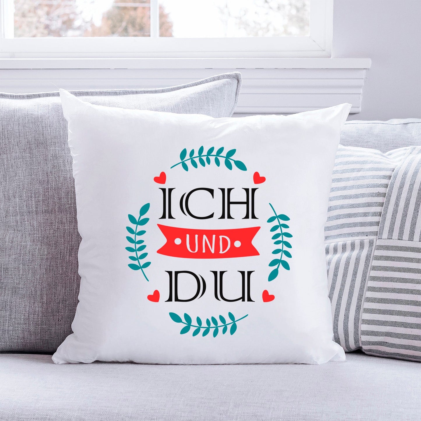 Bedrucktes Kissen mit Spruch Ich und Du