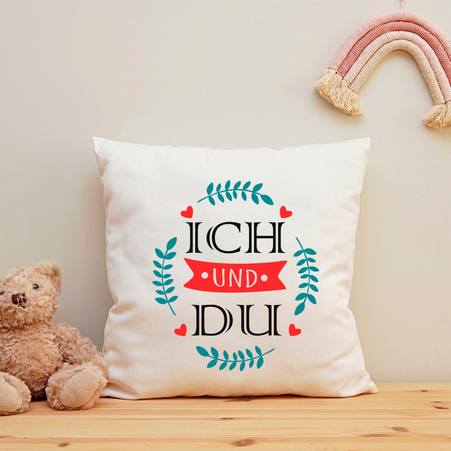 Bedrucktes Kissen mit Spruch Ich und Du