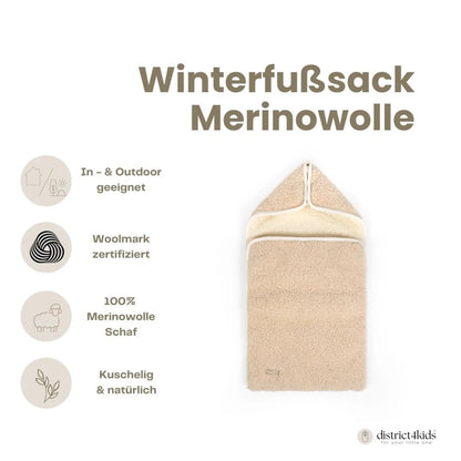 Winter footmuff/sleeping bag made of merino wool – for baby baths &amp; strollers