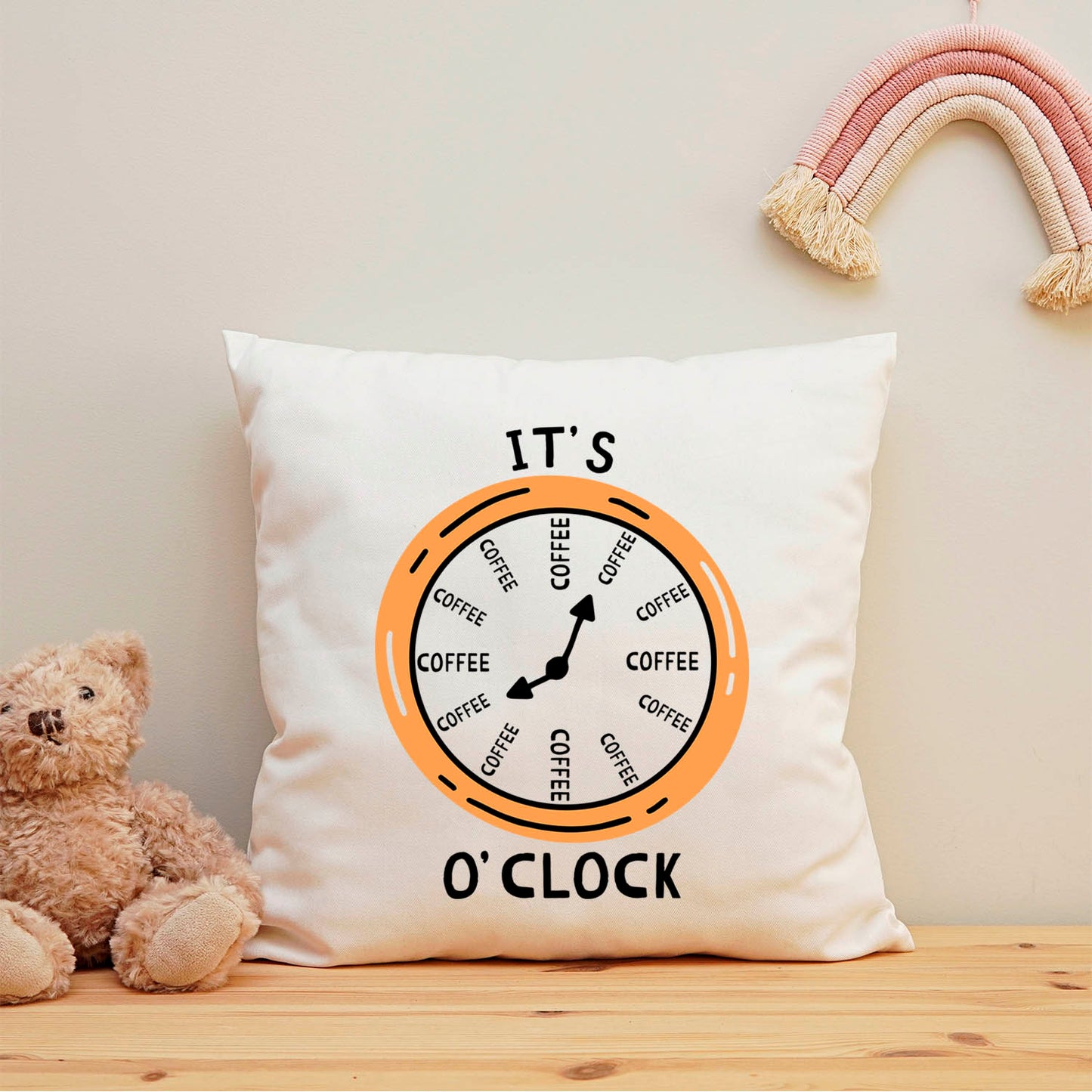Bedrucktes Kissen mit Motiv "It's coffee o´clock"