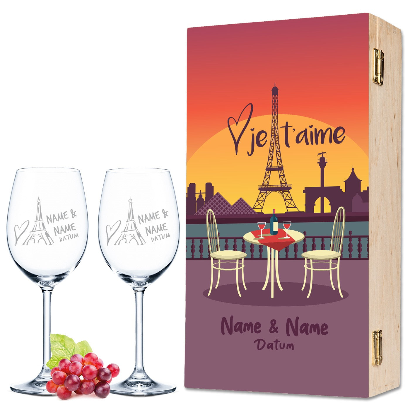 Leonardo Weingläser mit Gravur im "Je t'aime" Design