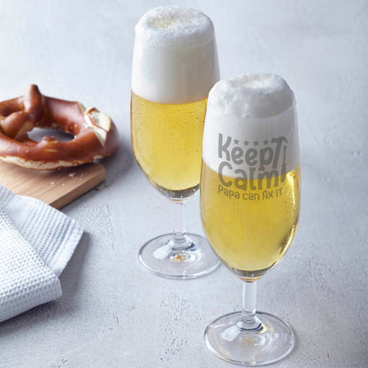 Leonardo Bierglas mit Gravur "Keep calm papa can fix it"