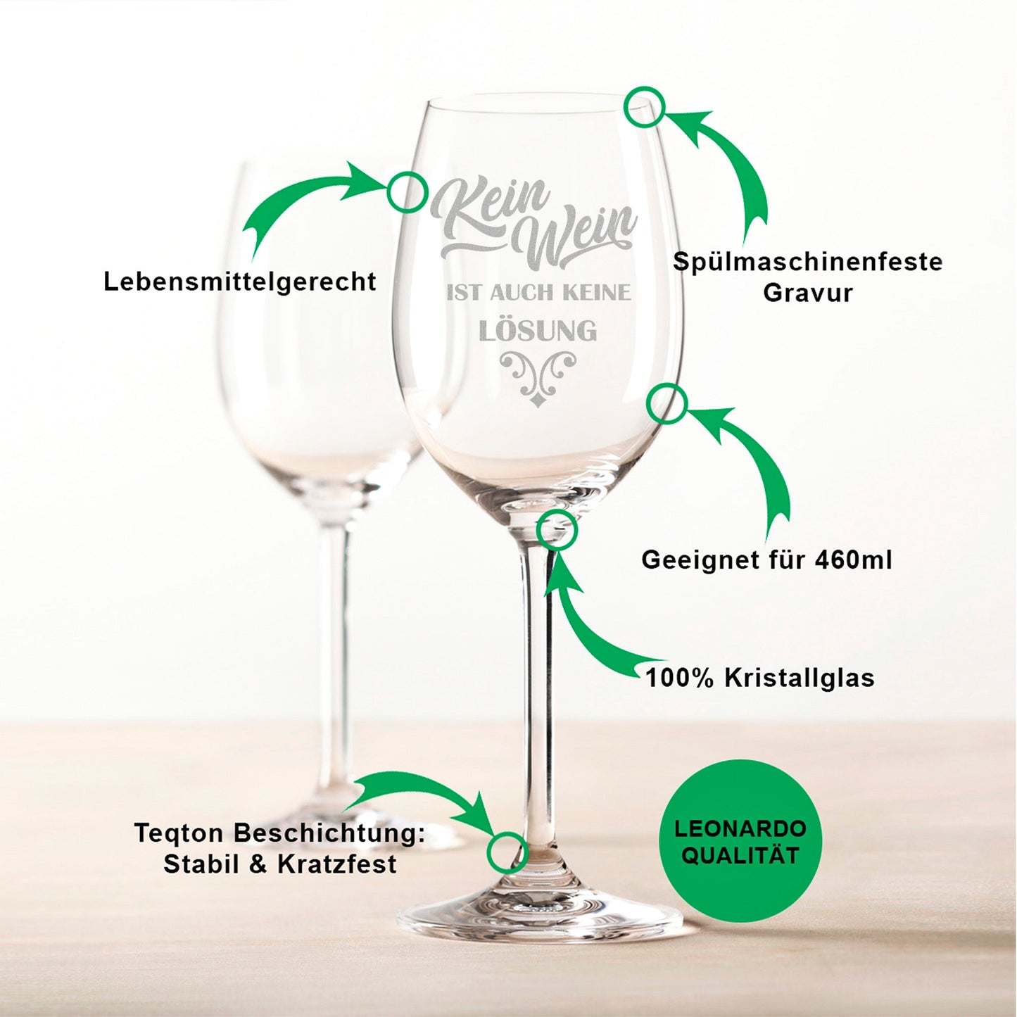 Leonardo Weinglas mit Gravur "Kein Wein ist auch keine Lösung"