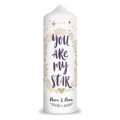 Große Kerze "You are my Star" mit Namen für Paare