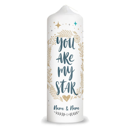 Große Kerze "You are my Star" mit Namen für Paare