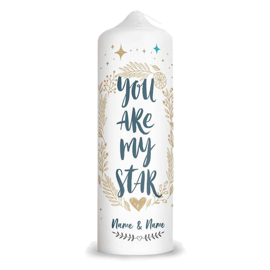 Große Kerze "You are my Star" mit Namen für Paare