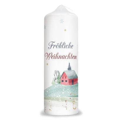 Große Kerze "Fröhliche Weihnachten Haus" zu Weihnachten
