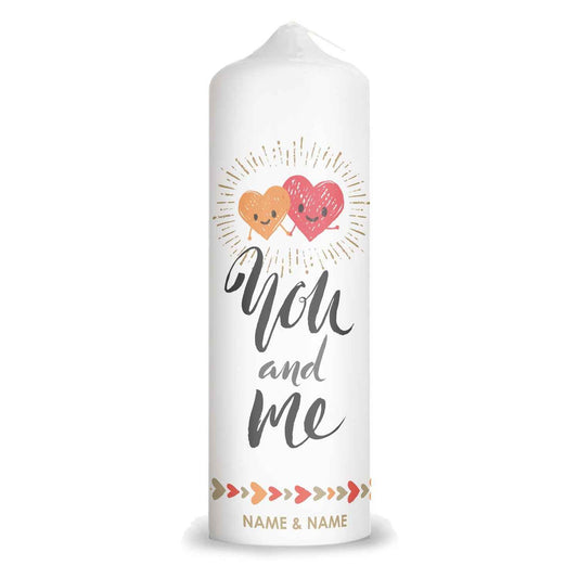 Große Kerze "You and Me" mit Namen für Paare