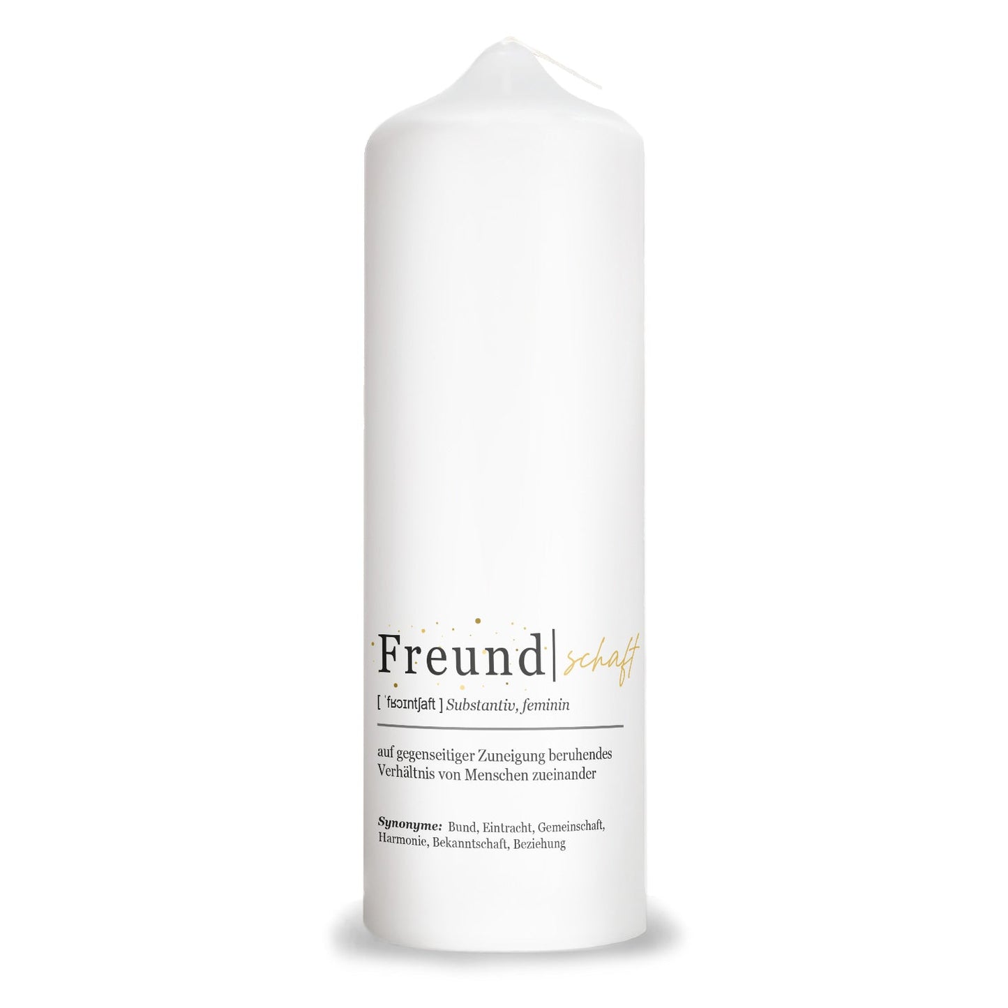 Bedruckte große Kerze "Definition Freundschaft"