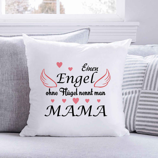 Bedrucktes Kissen mit Spruch Engel ohne Flügel