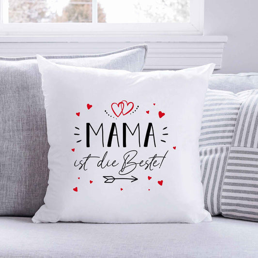 Bedrucktes Kissen mit Spruch Mama ist die Beste!