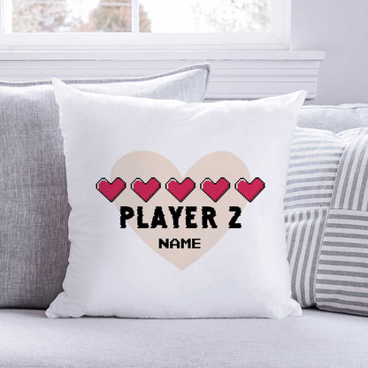Bedrucktes Kissen mit Spruch "Player 1 & Player 2" im Set