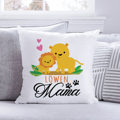 Bedrucktes Kissen mit Spruch Löwen Mama