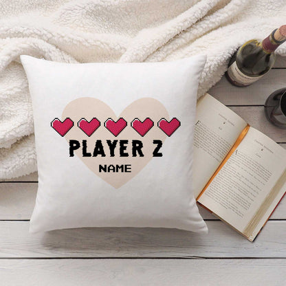 Bedrucktes Kissen mit Spruch "Player 1 & Player 2" im Set