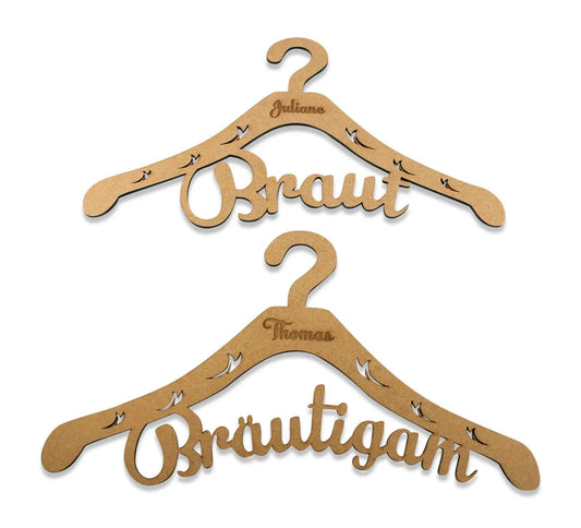 Kleiderbügel "Braut & Bräutigam" mit Gravur