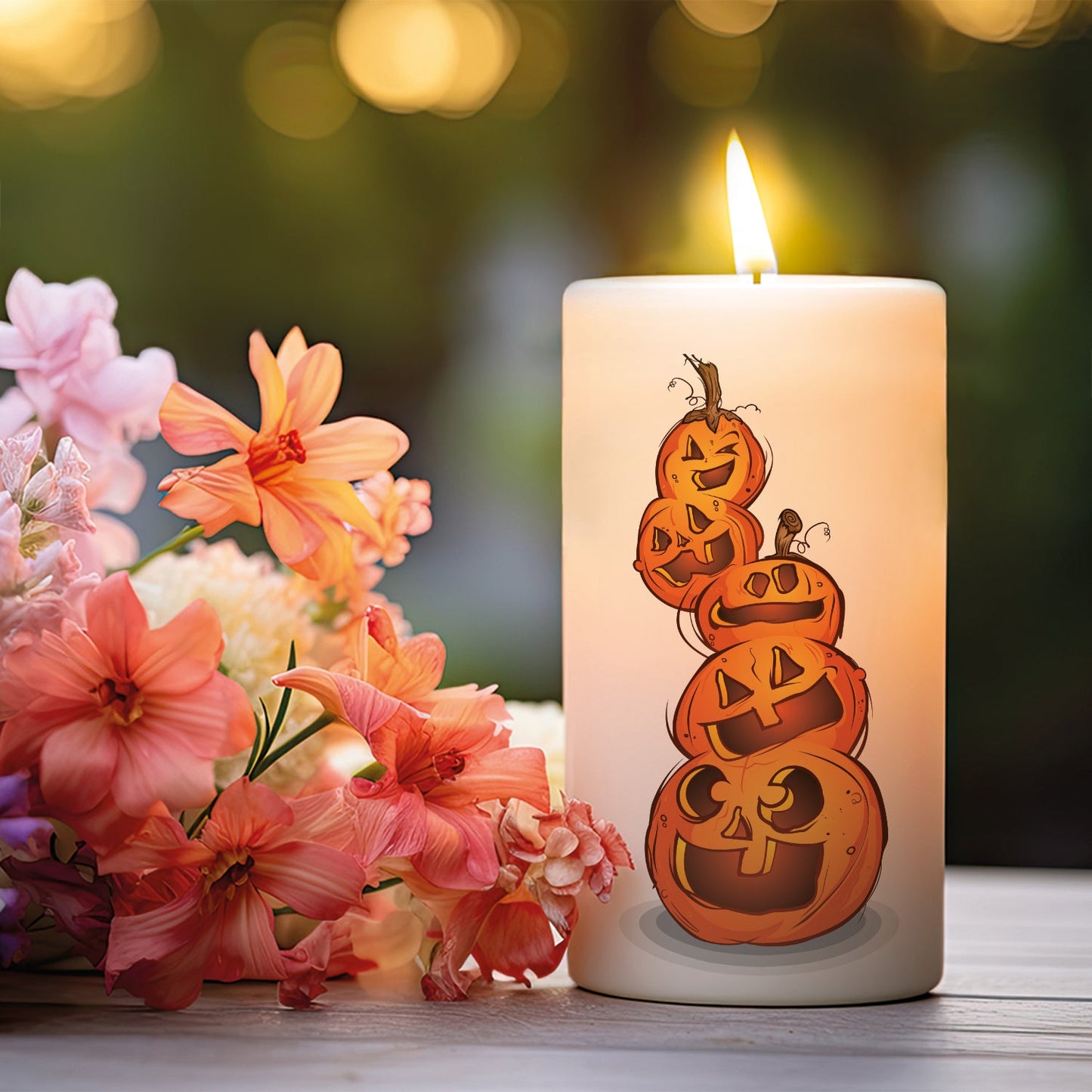 Kleine Halloween Kerze "Kürbisstapel"