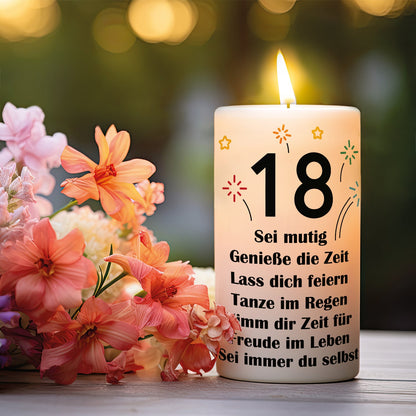 Kleine Geburtstagskerze "18 Jahre Geburtstag"