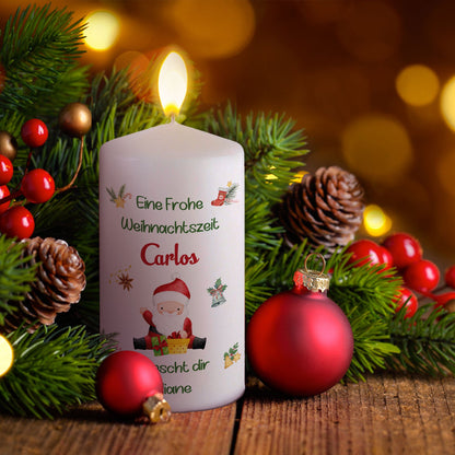 Weihnachtskerze "Fröhliche Weihnachten" mit Namen
