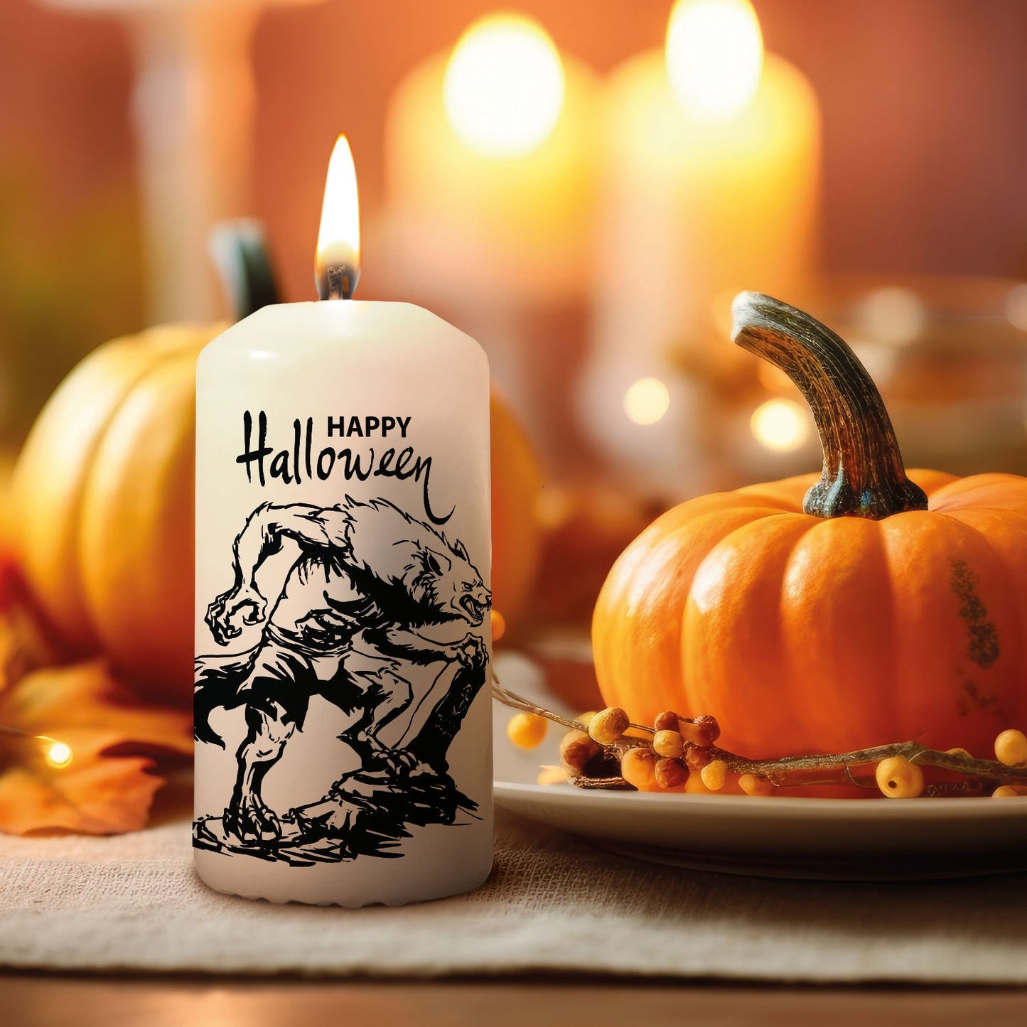 Kleine Kerze "Happy Halloween" mit Namen