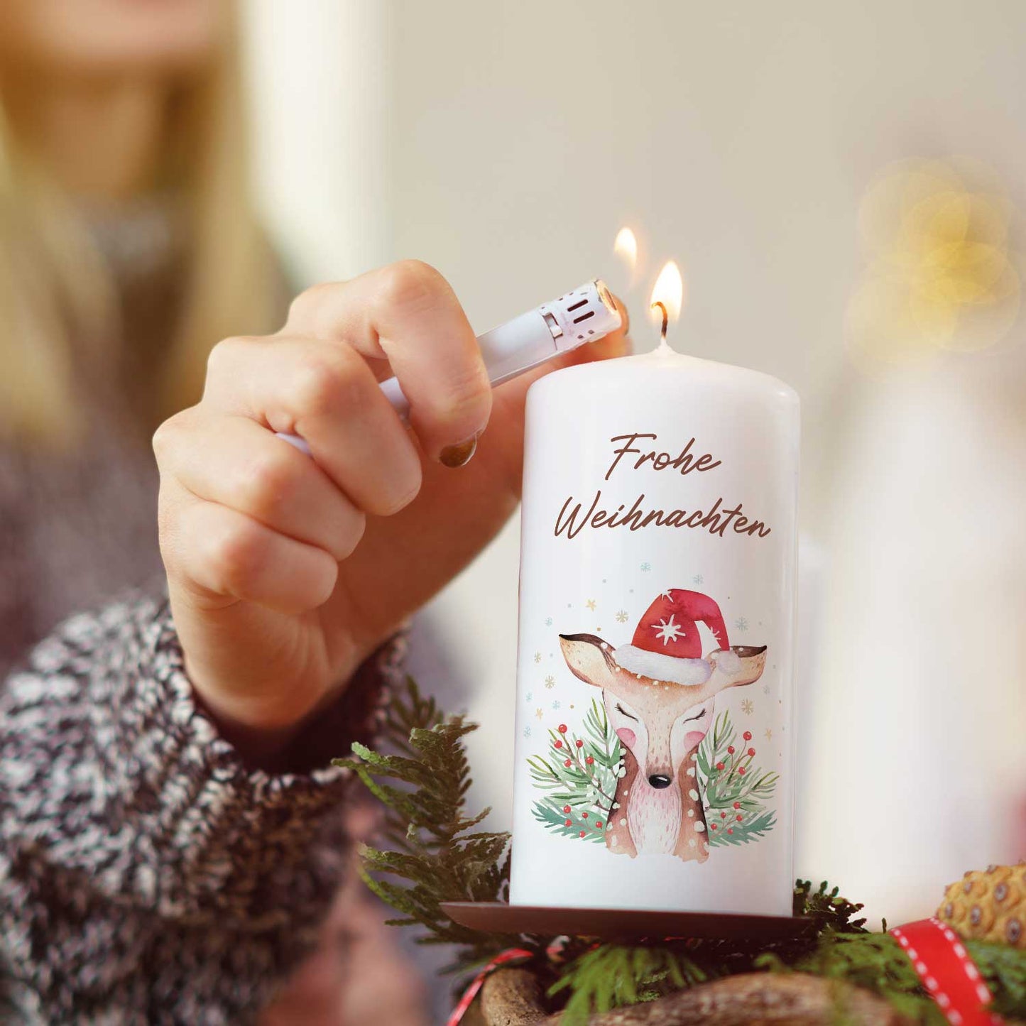 Weihnachtskerze "Reh"