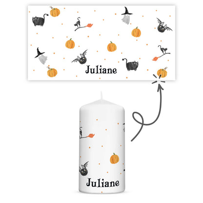 Kleine Kerze "Halloween Motive" mit Namen
