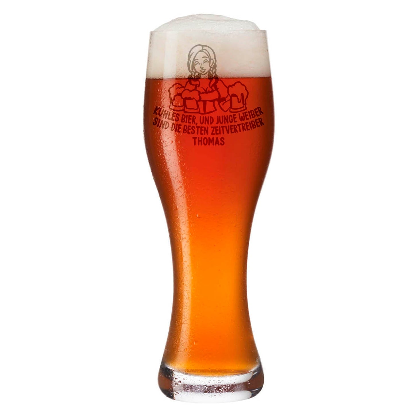 Leonardo Weizenglas "Kühles Bier und junge Weiber" mit Namen