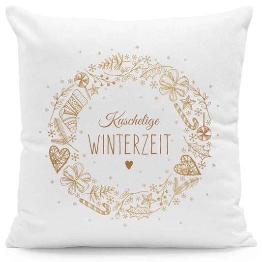 Kissen mit Weihnachtsmotiv - Kuschelige Winterzeit - Weihnachtsdeko - Geschenke für Frauen & Männer