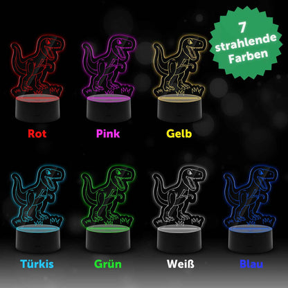 Graviertes Acrylglas im T-Rex Design mit LED-Sockel