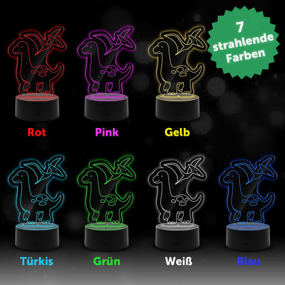 Graviertes Acrylglas im Dinosaurier Design mit LED-Sockel