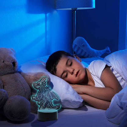 Graviertes Acrylglas  im Drache Design mit LED-Sockel