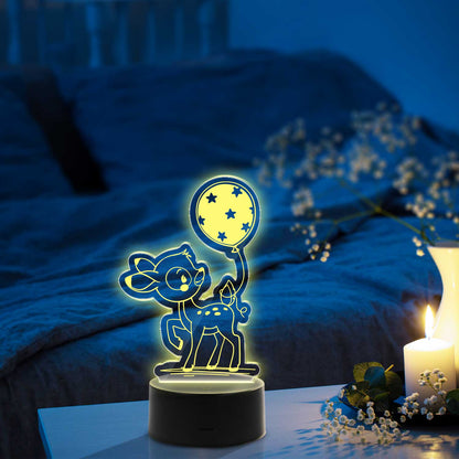 Graviertes Acrylglas im Reh Design mit LED-Sockel