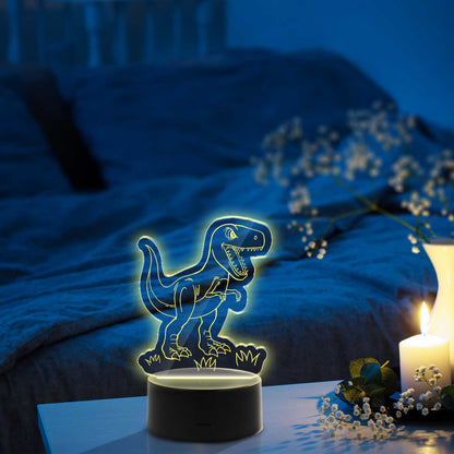 Graviertes Acrylglas im T-Rex Design mit LED-Sockel