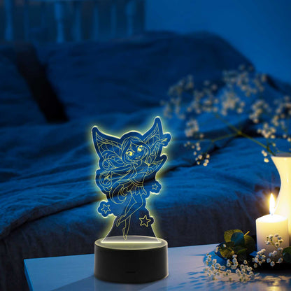 Graviertes Acrylglas im Fee Design mit LED-Sockel