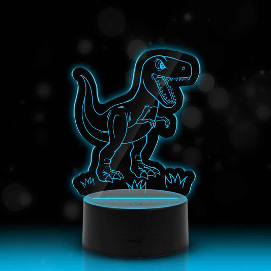 Graviertes Acrylglas im T-Rex Design mit LED-Sockel