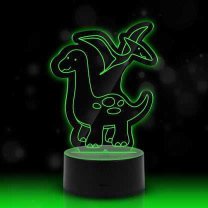 Graviertes Acrylglas im Dinosaurier Design mit LED-Sockel