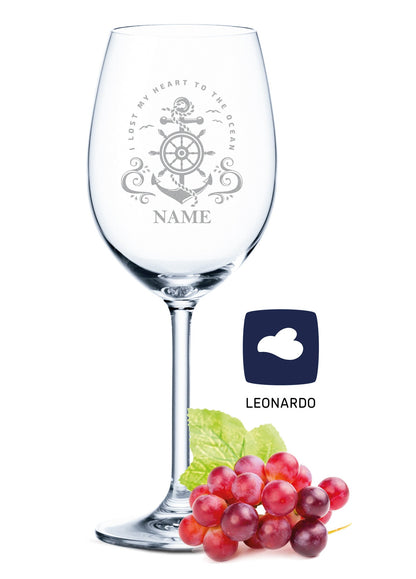 Leonardo Weinglas mit Gravur im "Heart to the Ocean" Design als Set