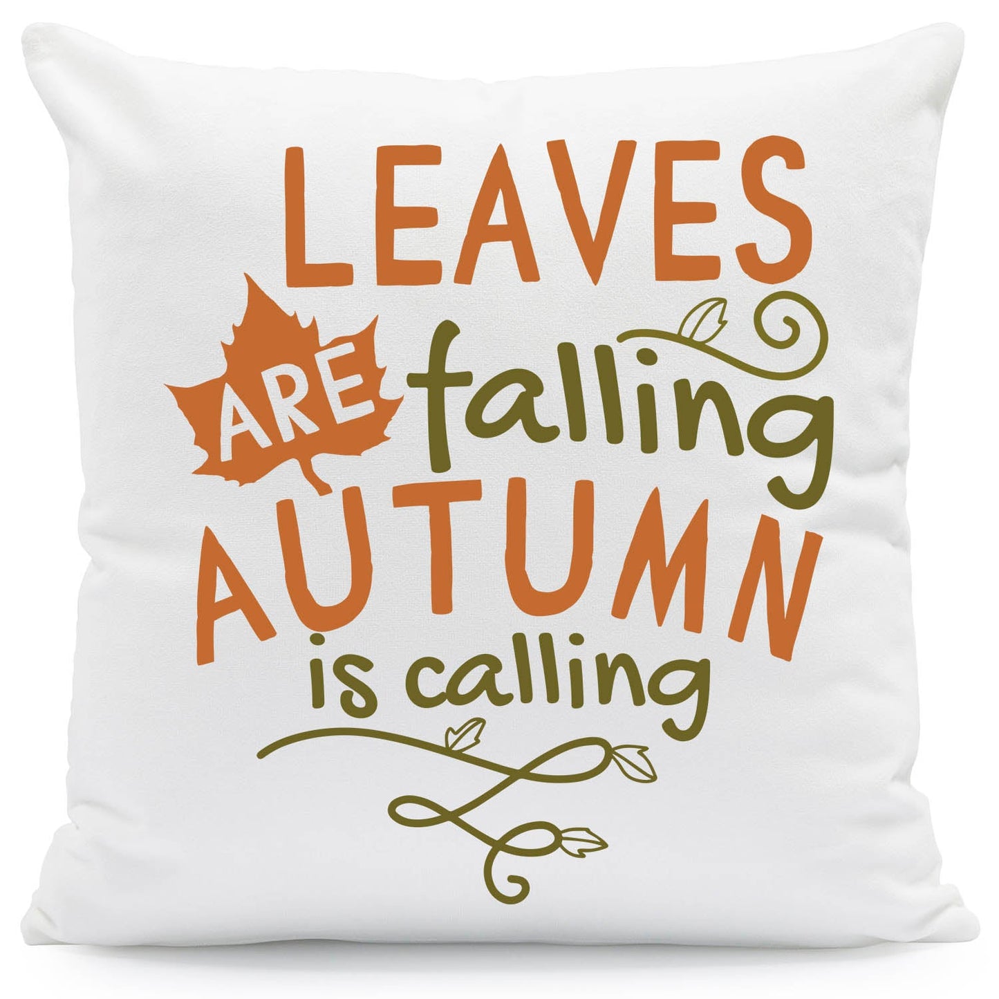 Bedrucktes Kissen mit Spruch Leaves are falling autumn is calling